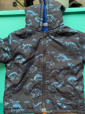 Kids Black & Blue Dinosaur Hooded Jacket